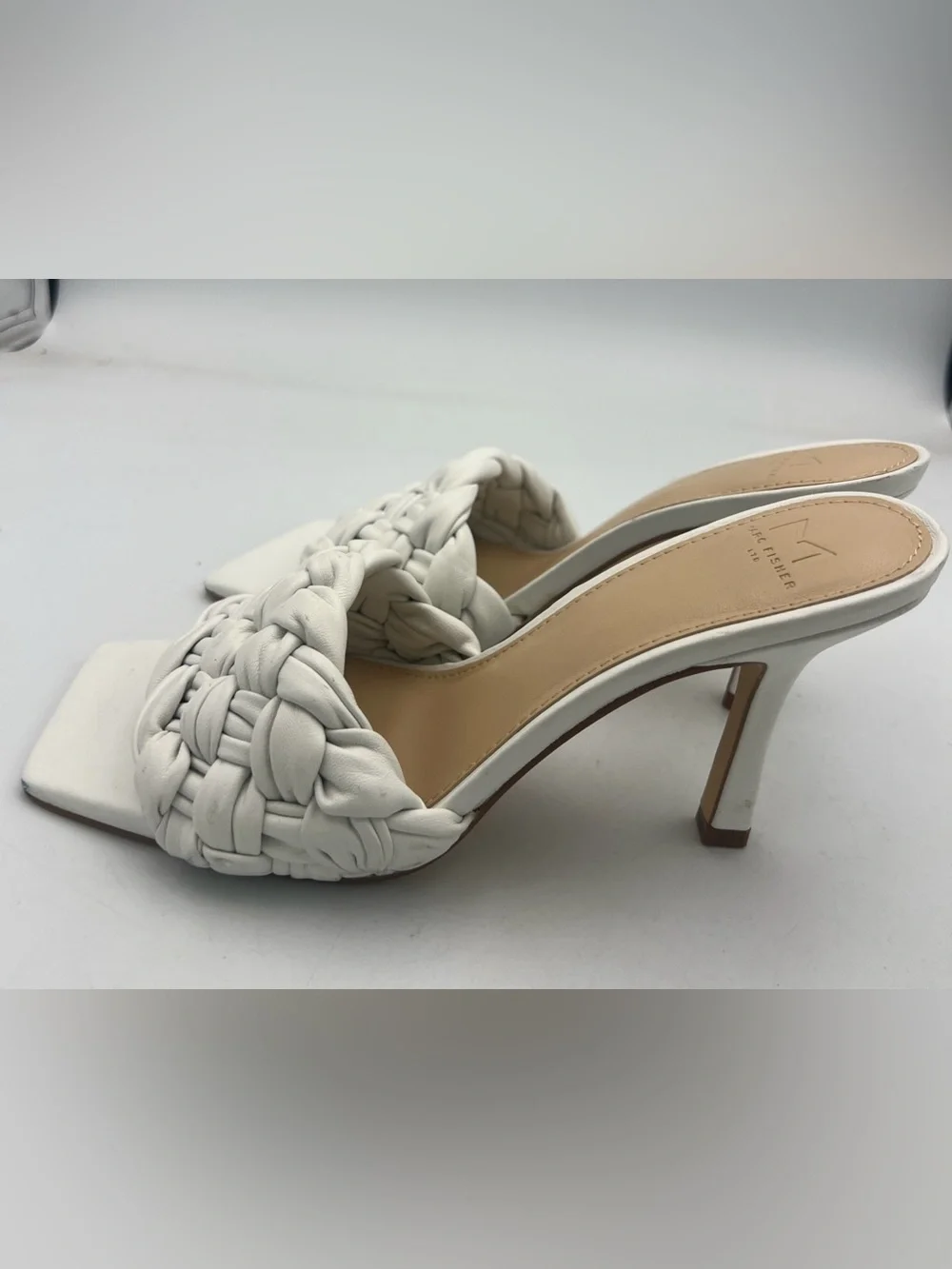 MARC FISHER LTD Draya Slide Sandal Leather Upper Textured Braided Women’s Size 8